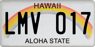 HI license plate LMV017