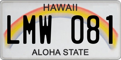 HI license plate LMW081