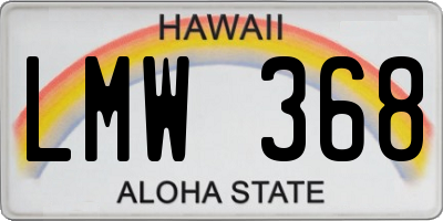 HI license plate LMW368