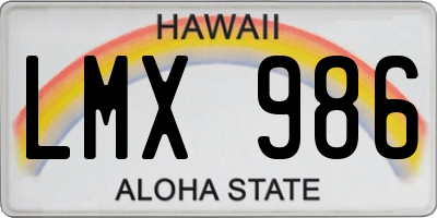 HI license plate LMX986