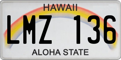 HI license plate LMZ136