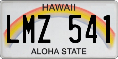 HI license plate LMZ541