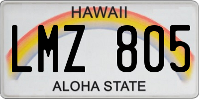 HI license plate LMZ805