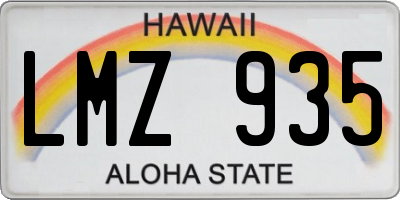 HI license plate LMZ935