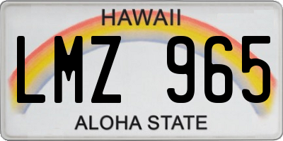 HI license plate LMZ965