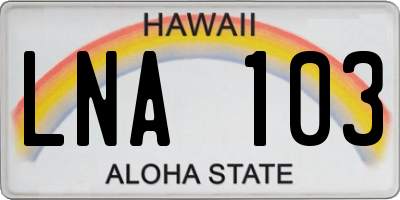 HI license plate LNA103