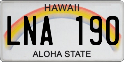 HI license plate LNA190