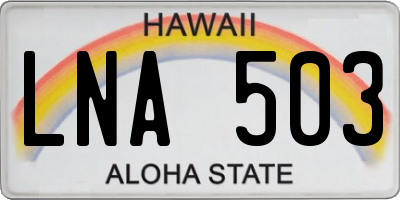 HI license plate LNA503