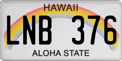HI license plate LNB376