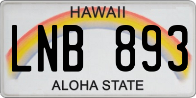 HI license plate LNB893