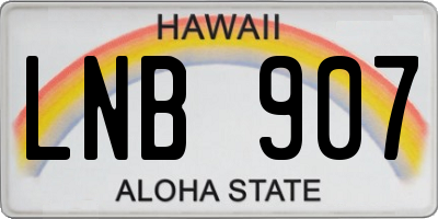 HI license plate LNB907