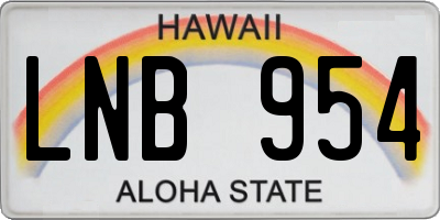 HI license plate LNB954