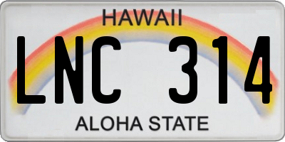 HI license plate LNC314