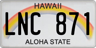 HI license plate LNC871