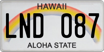 HI license plate LND087