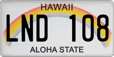 HI license plate LND108
