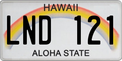 HI license plate LND121