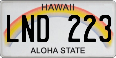 HI license plate LND223