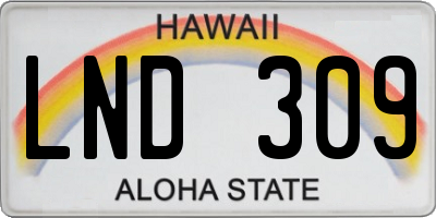 HI license plate LND309