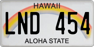 HI license plate LND454