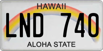 HI license plate LND740