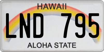 HI license plate LND795