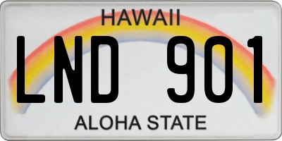 HI license plate LND901