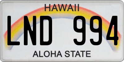 HI license plate LND994
