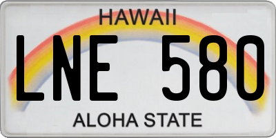 HI license plate LNE580