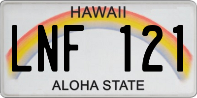 HI license plate LNF121