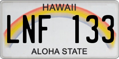 HI license plate LNF133
