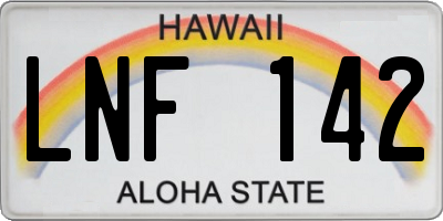 HI license plate LNF142