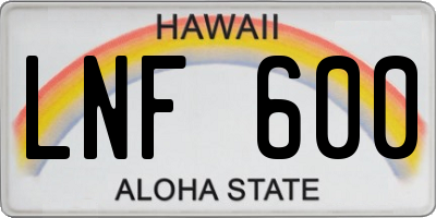 HI license plate LNF600
