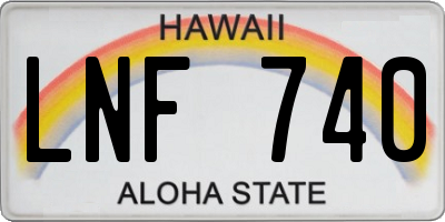 HI license plate LNF740
