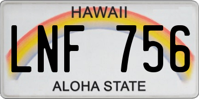 HI license plate LNF756