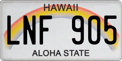 HI license plate LNF905