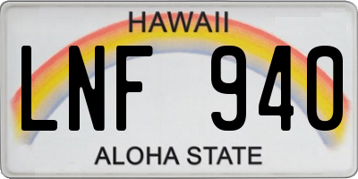 HI license plate LNF940