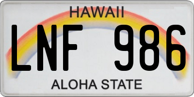 HI license plate LNF986