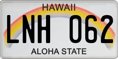 HI license plate LNH062
