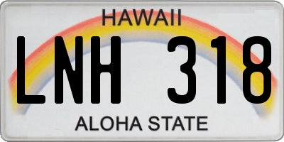 HI license plate LNH318