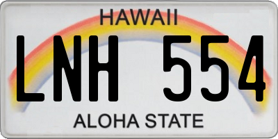 HI license plate LNH554