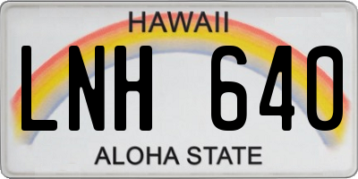 HI license plate LNH640