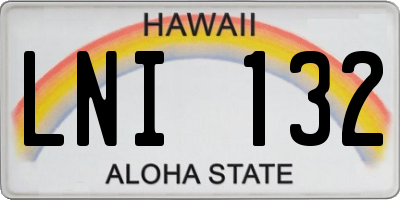 HI license plate LNI132