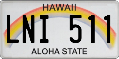 HI license plate LNI511