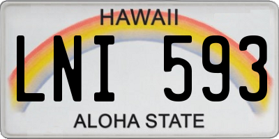 HI license plate LNI593