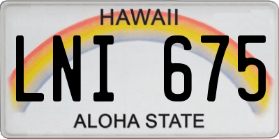 HI license plate LNI675