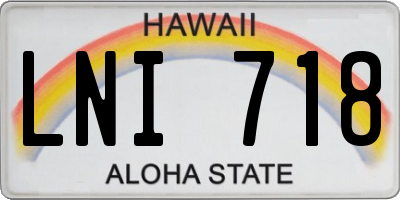 HI license plate LNI718