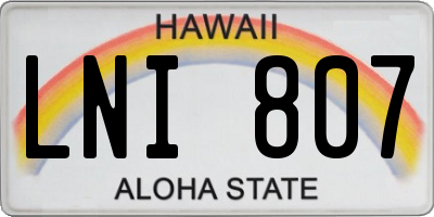 HI license plate LNI807