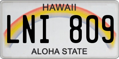 HI license plate LNI809