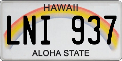 HI license plate LNI937